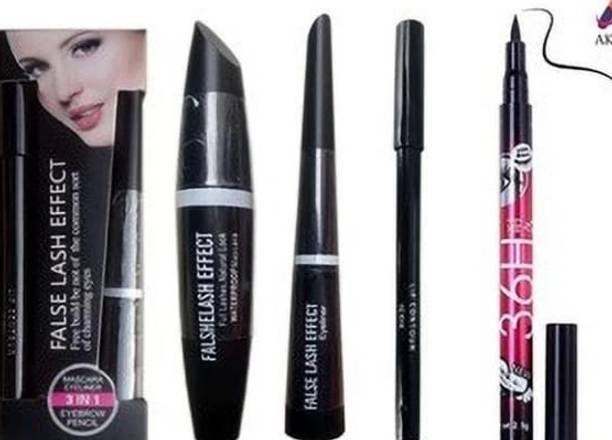 Hezruck 3 in1 Eyeliner Mascara Kajal & High Quality + Waterproof 36 H Eyeliner 20 ml