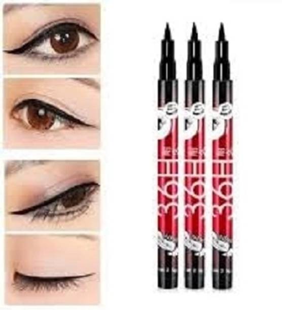 Huemic 36 Hour Water Proof Proof Long Lasting Liquid Sketch Eye Liner Pack of 3 pc 7.5 g