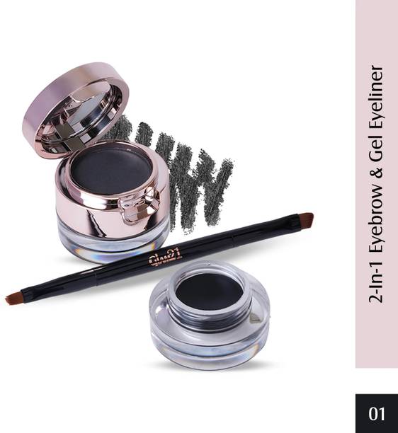 Glam21 Cosmetics 2-in-1 Eyebrow & Gel Eyeliner-Intense Black Color|Quick Dry, Smudge & Waterproof 4 g