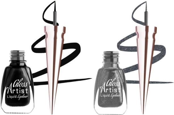 MILAP Gloss Artist Liquid Eyeliner Magical Grey & Infinite Black ( Pack of 2 ) Each 6 ml