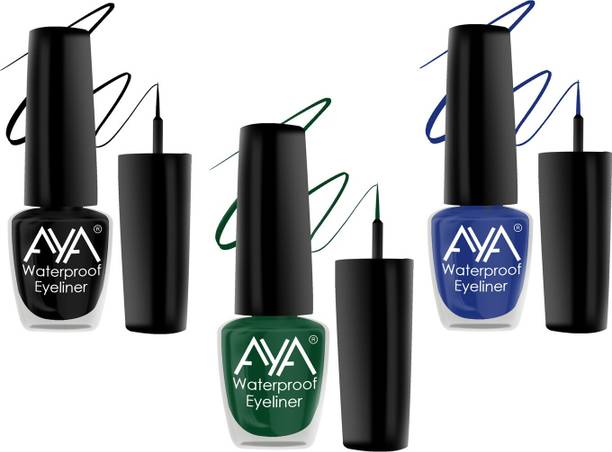 AYA 24 Hrs Long Lasting & Waterproof Eyeliner, Set of 3, (Green,Black,Blue) 15 ml