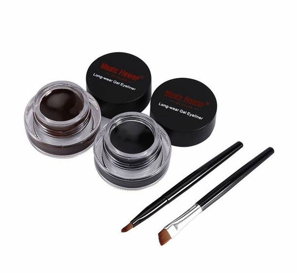 music flower 24 Black & Brown Brow & Gel Liner Duo for Perfect Definition 6 ml