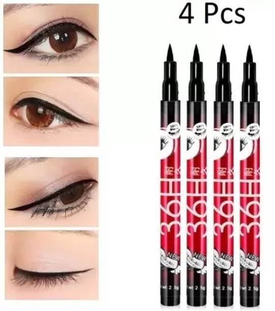 Huemic EyeLiner Water & Smudge Proof 36 Hour Long Lasting Liquid Pack of 4 pc EyeLiner 10 g