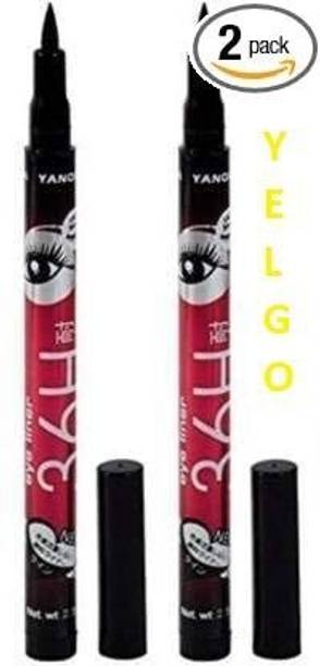 YELGO Long-Lasting Sketch Liquid Smudgproof Black Eyeliner(Pack of 2) 15 ml