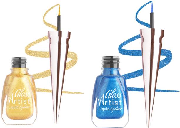 MILAP Gloss Artist Liquid Eyeliner Magical Blue & Magical Gold ( Pack of 2 ) Each 6 ml