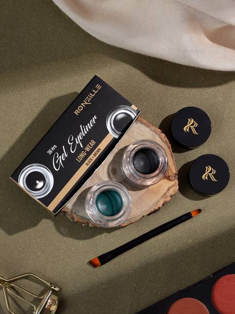 RONZILLE Gel Kajal & Cake Liner waterproof and smudge proof Black and Green 6 g