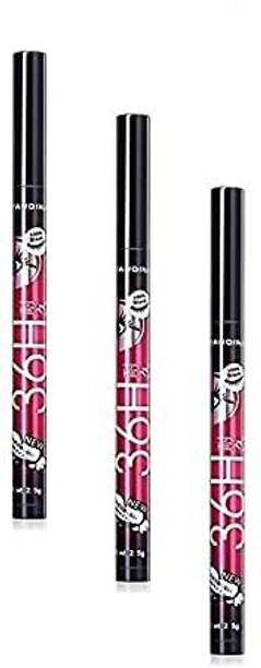 Plethora 36H Black Waterproof Liquid Eyeliner (black) Pack of 3 24 ml