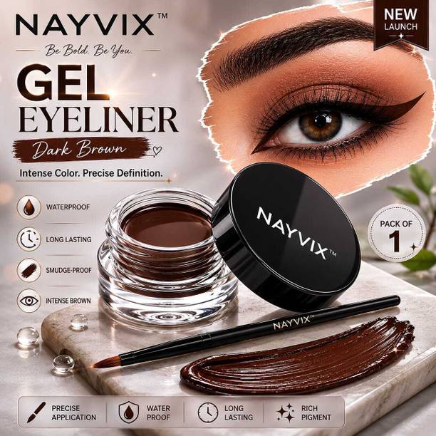Nayvix Gel Eyeliner Dark Brown with Precision Brush 10 g