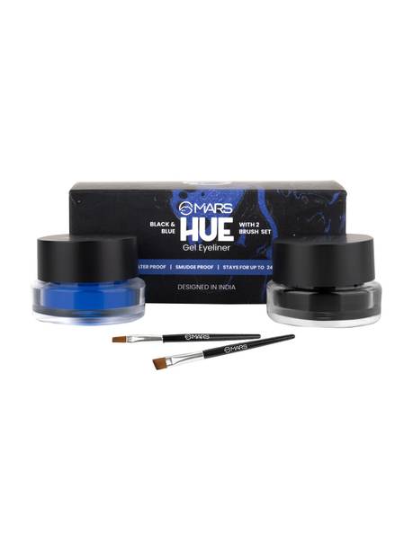 MARS 2 in 1 Black & Blue Water Proof & Smudge Proof 24hrs Gel Eyeliner 6 g
