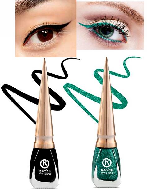 rayne Waterproof Liquid Gel Glitter Metallic Eyeliner Set of 2, 10 ml