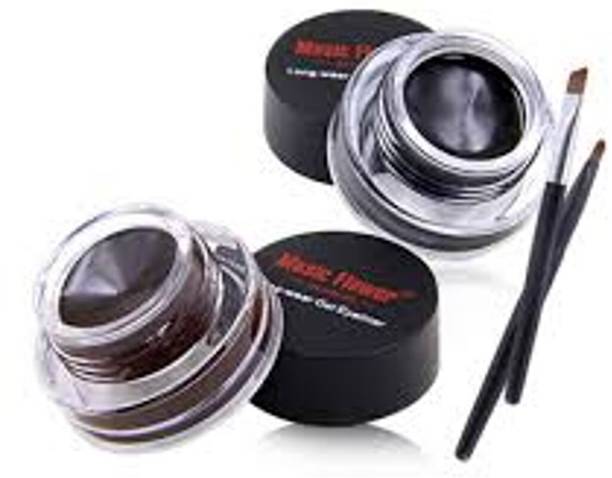 Music Flower LONG LASTING SMUDGE PROOF GEL EYELINER BLACK AND BROWN COMBO(PACK OF 1) 6 g