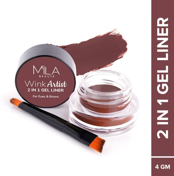 MILA BEAUTÉ WInk Artist Gel Liner 2in1 with Brush Waterproof Eyeliner Upto 36hrs 4 g