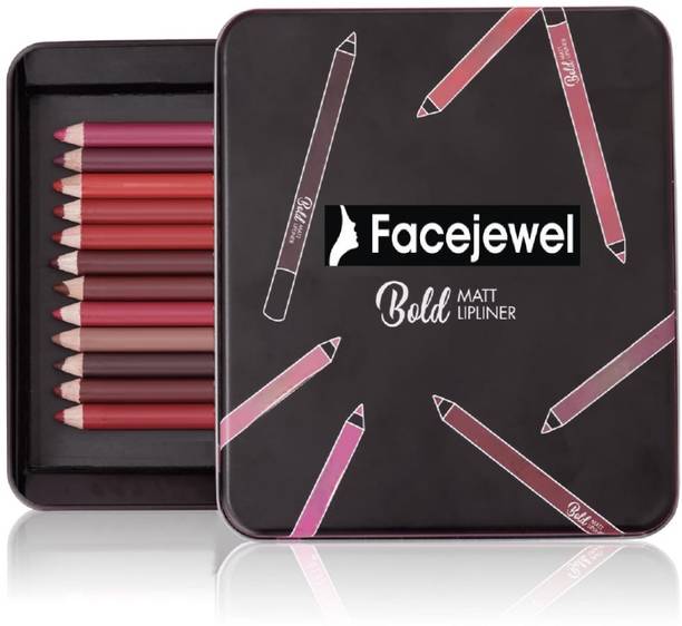 Facejewel 12Pcs Professional Multicolour Eyeliner And Lipliner Pencil Waterproof 12 g