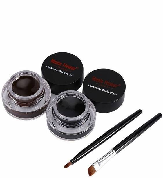 music flower 24 Black & Brown Brow & Gel Liner Duo for Sharp, Defined Features 6 ml