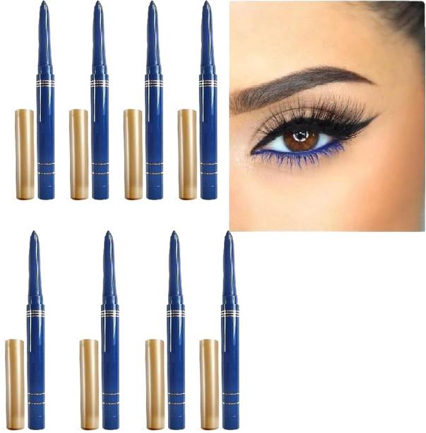 MOSKLIN PERFACTT24 BLUE KAJAL PENCIL EYELINER FOR SHINEE & GLOW EYES (BLUE) PACK OF - 8 160 g