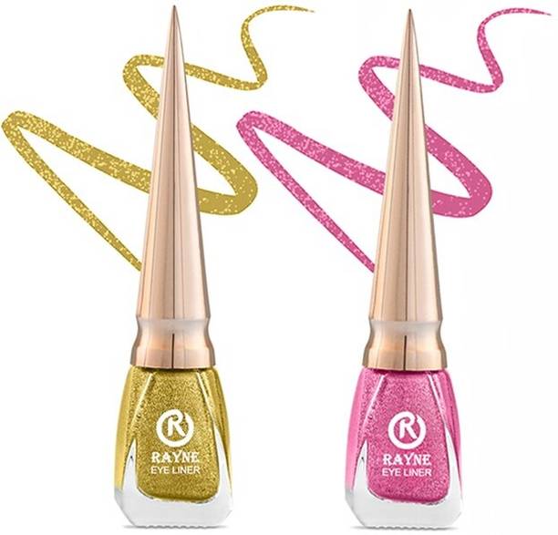 rayne Waterproof Liquid Gel Glitter Metallic Eyeliner Set of 2, 10 ml