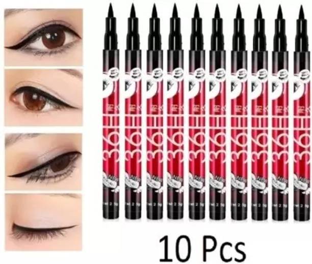 Huemic 36 Hour Water Proof Long Lasting Liquid Sketch Eye Liner Pack of 10 pc 2.5 g