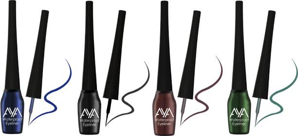 AYA Waterproof Eyeliner, Set of 4 | Long lasting Eyeliner, Smudge Proof Eye Makeup 20 ml
