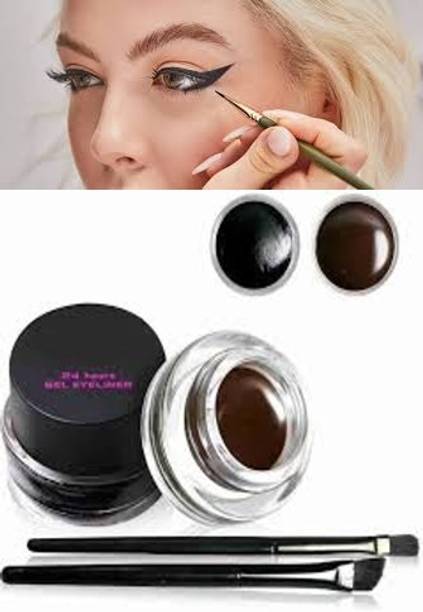 Music Flower LIQUID GEL EYELINER BLACK AND BROWN COMBO(PACK OF 1) 6 g