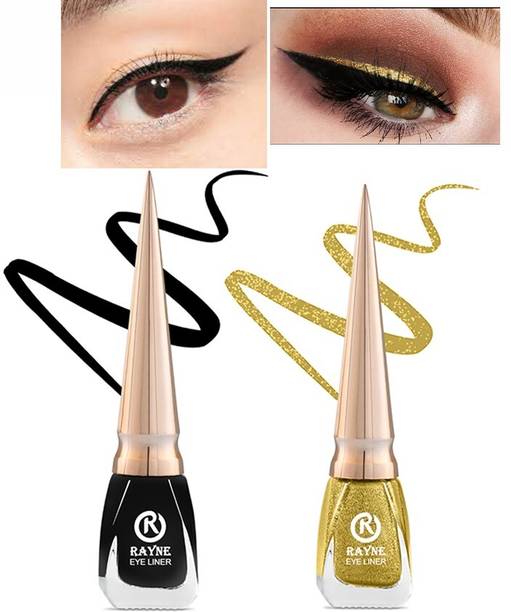 rayne Waterproof Liquid Gel Glitter Metallic Eyeliner Set of 2, 10 ml