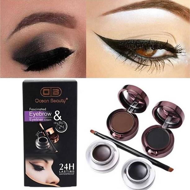 OB OCEAN BEAUTY 4in1 Smudge Proof Waterproof 24 Hrs Eyebrow Powder & Gel Eyeliner with Brush 10 g
