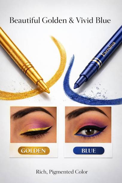 daira Blue & Gold Long Lasting Waterproof Kajal for Women & Girls