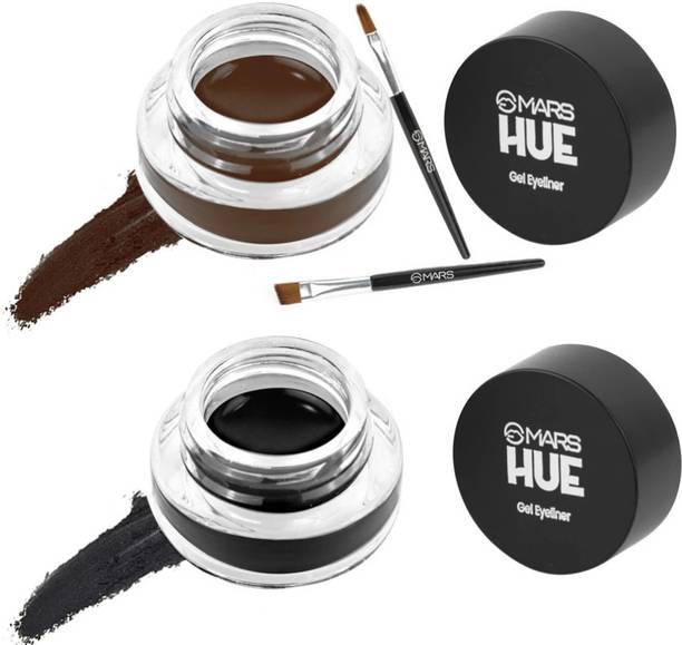 MARS 2 in 1 Black & Brown Water Proof & Smudge Proof 24hrs Gel Eyeliner 6 g