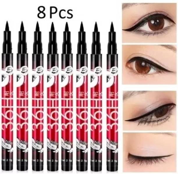 huemic 36 Hour Water Proof Long Lasting Liquid Pencil Eye Liner Pack of 8 pc 2.5 g