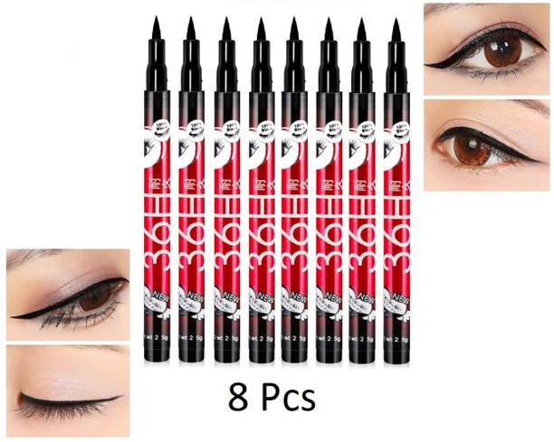 NYN HUDA Insta Beauty Water & Smudge Proof 36 Hour Long Lasting Liquid EyeLiner Pack of 8 20 g