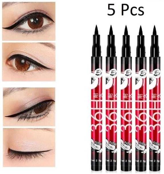 Hezruck Insta Beauty Water & Smudgeproof 36 Hours Long Lasting Eyeliner Pack of 5 12.5 g