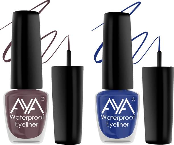 AYA 24 Hrs Long Lasting & Waterproof Eyeliner, Set of 2, (Brown and Blue) 10 ml