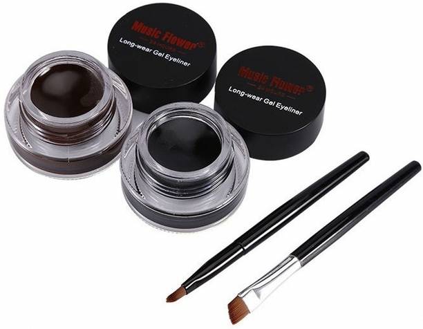 music flower 24 Black & Brown Brow & Gel Liner Set for Natural Elegance 6 ml