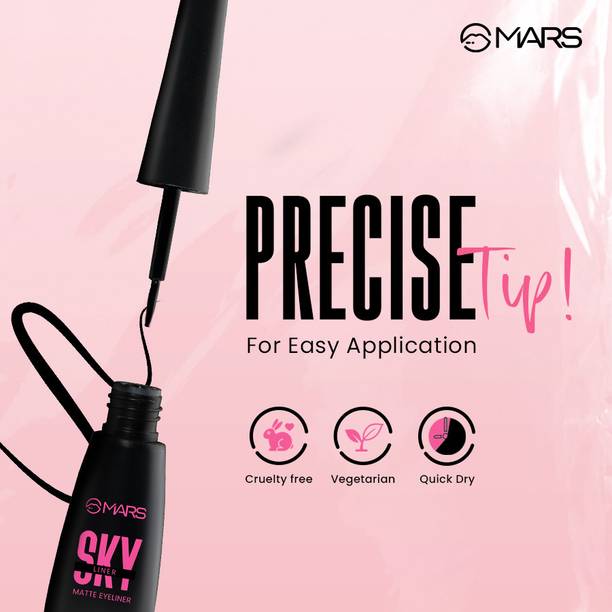 मार्स Skyline Liquid Eye Liner | Black | Long Lasting | Matte Finish | Smudge Proof 4.5 ml