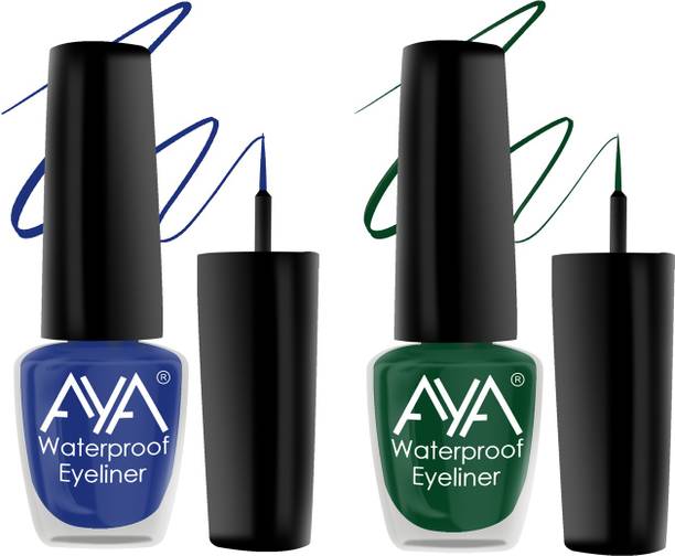 AYA 24 Hrs Long Lasting & Waterproof Eyeliner, Set of 2, (Blue and Green) 10 ml