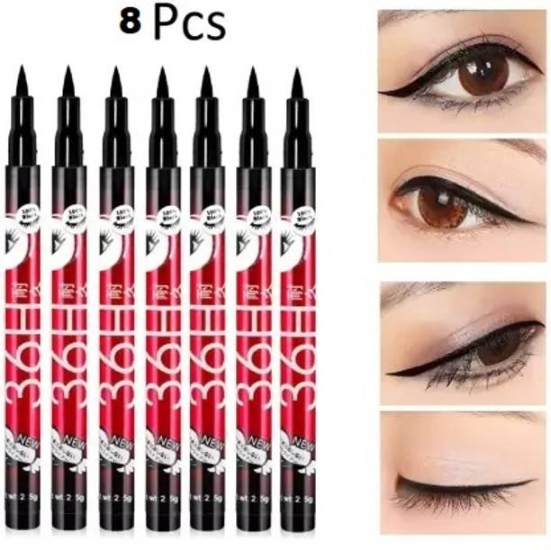 Huemic EyeLiner Water & Smudge Proof 36 Hour Long Lasting Liquid Pack of 8 PC EyeLiner 20 g