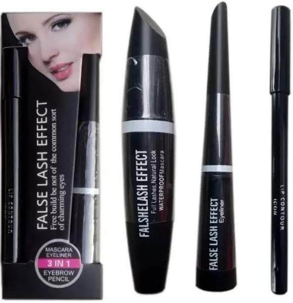 YELGO EYE MAKEUP COMBO WATERPROOF EYELINER,MASCARA,EYEBROW PENCIL 2 ml