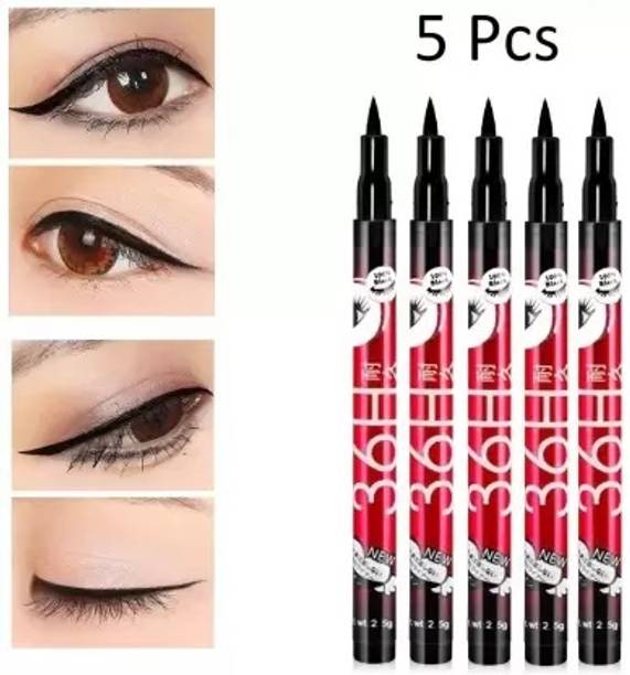 Huemic EyeLiner Water & Smudge Proof 36 Hour Long Lasting Liquid Pack of 5 EyeLiner 12.5 g
