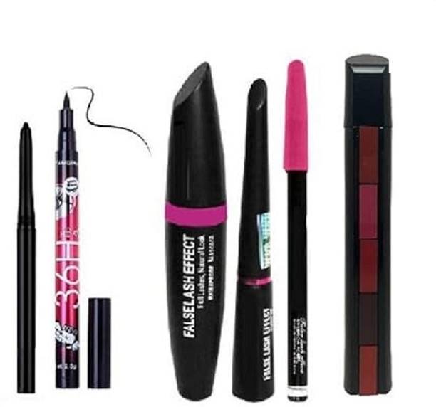 Naaritva PREMIUM KAJAL MASCARA EYELINER COMBO WITH LIPSTICK EYELINER KAJAL 1 ml