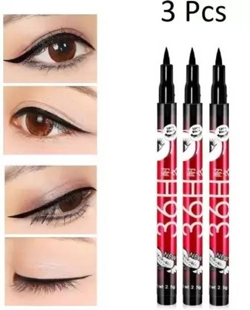 Huemic EyeLiner Water & Smudge Proof 36 Hour Long Lasting Liquid Pack of 3 pc EyeLiner 7.5 g