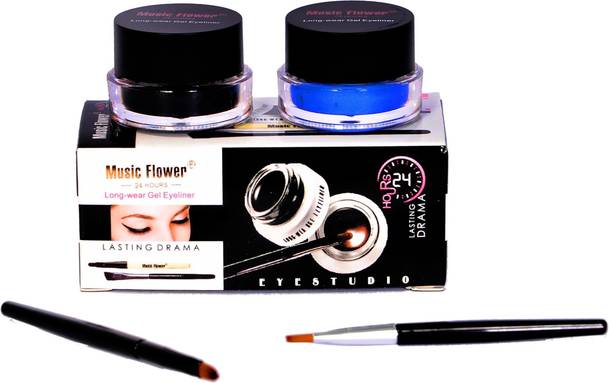 Music Flower Long Wear Gel Eye Liner(Black,Blue) 3 g