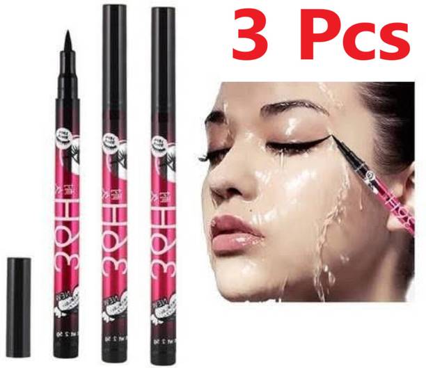 INWISH new stock 3 pcs set Jet black waterproof long lasting Pen eyeliner 12 ml