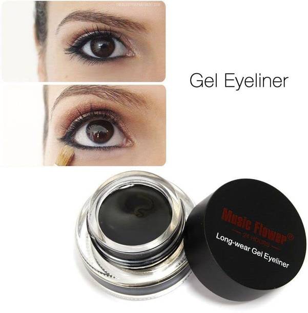 Glowhouse 2 In 1 Music Flower Gel Eyeliner 24 Hr Long Lasting With 2 Makeup Brushes 0.2 ml