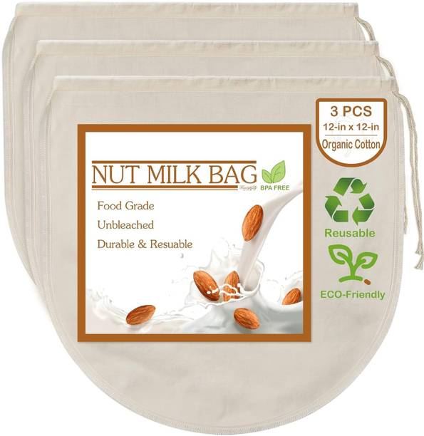 JK ENTERPRISE Premium Nut Milk Bag for Almond, Soy & Coconut Milk (Reusable , Eco-Friendly) Cotton Fruit & Vegetable Basket