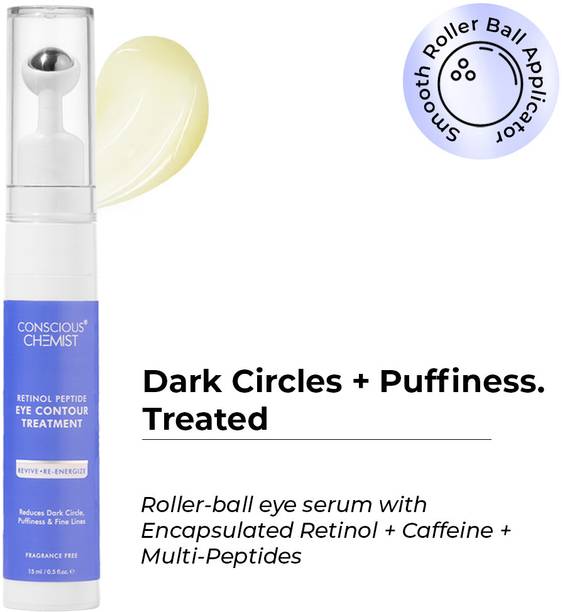 Conscious Chemist Retinol Peptide Eye Cream with Massage Roller | Dark Circle Care