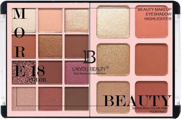 Lakyou Beauty 3 in 1 Palette | 18 Colors | Eyeshadow, Highlighter, Blusher 56 g
