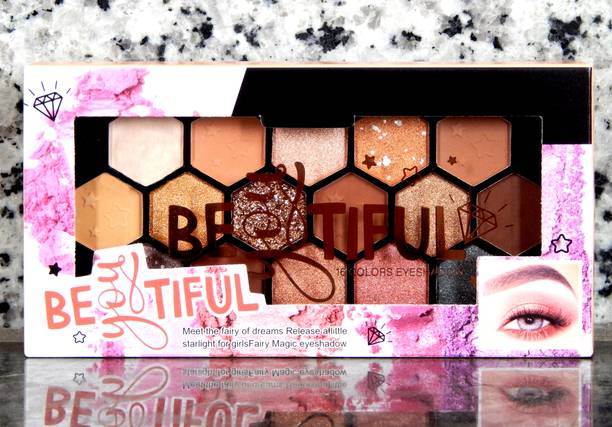 CS STROKES Beautiful 16 Color matte and metallic nude with glitter eyeshadow combo palette 16 g