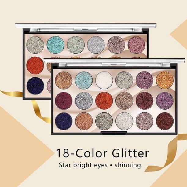 huda.bb 18 Color Glitter Eyeshadow, Eye Makeup Glitter High-Gloss Pearlescent Eyeshadow 23 g