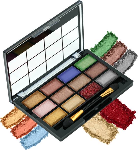 COLORS QUEEN 12 Multicolors Long Lasting & Highly Pigmented Eyeshadow Palette with Brush 18 g
