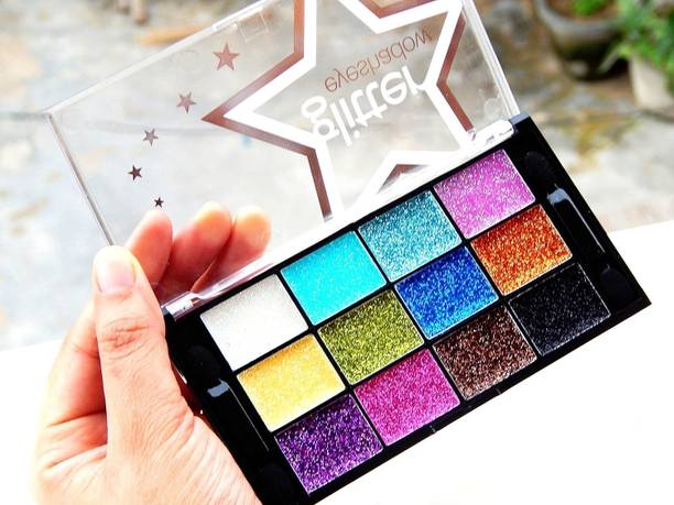 HUZURLU Gel based hd glitter eyeshadow palette + shiny glitter eyeshadow 21.88 g