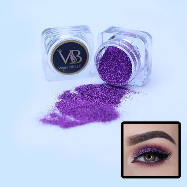 Veoni Belle HD Holographic loose Gold Glitter eyeshadow, Super Fine-Violet Purple 5 g